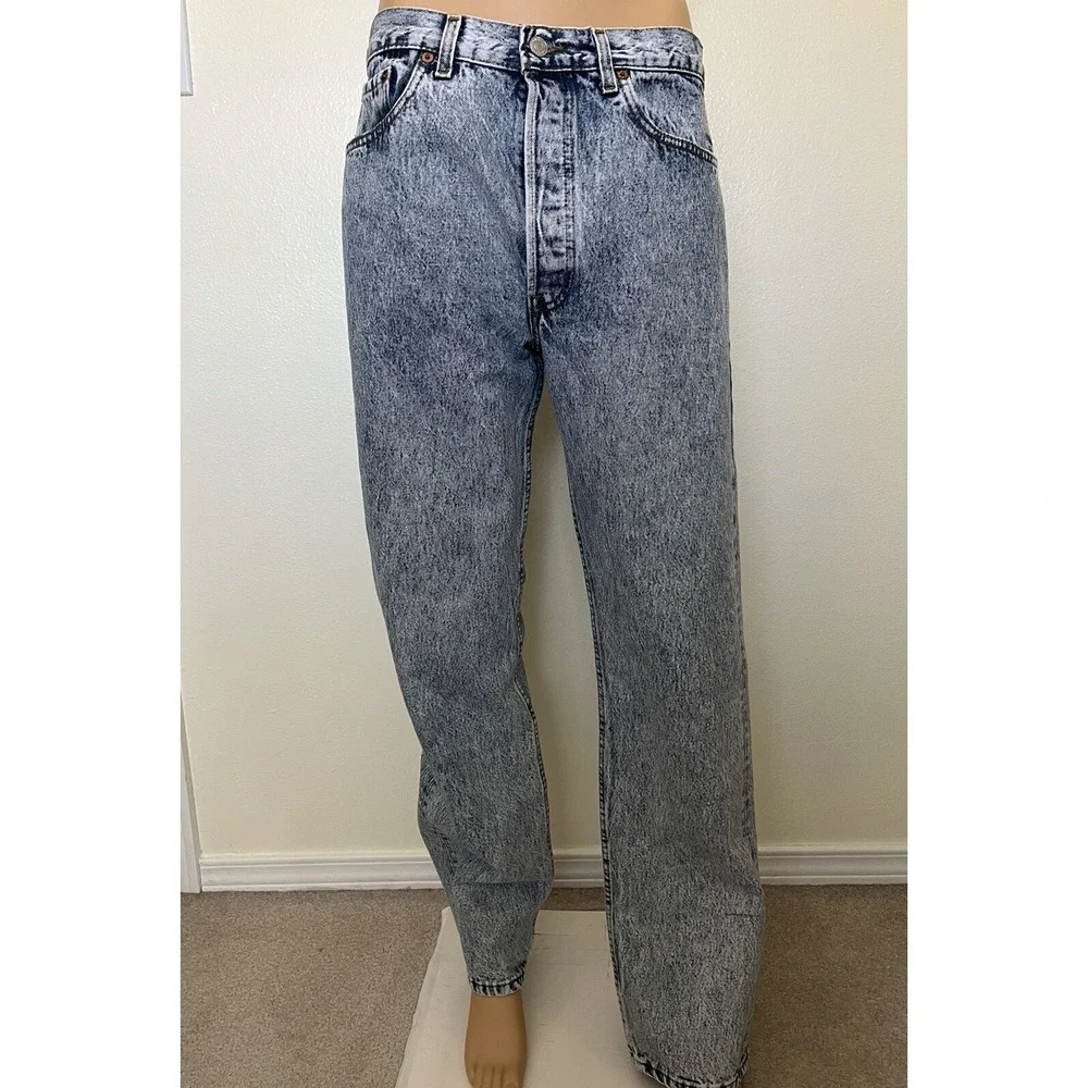 Vintage 80s Levis 501 Jeans USA Stone Wash Straight Leg Button Fly Mens 34x32
